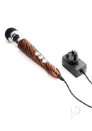 Doxy Die Cast 3 Tiger Pattern wand massager with charger, featuring a compact design and powerful vibrations with a velvety silicone head.