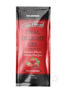 GoodHead Oral Delight Gel Strawberry single-use packet enhances flavor during oral sex - 48-pack bulk refill.