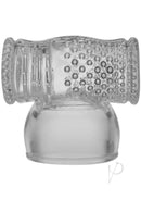 Transparent Merci Cock Stroker Wand Attachment with textured double-sided design for enhanced pleasure.