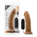 Dr. Skin Dr. Joe 8-inch vibrating dildo by Blush Novelties with lifelike texture and remote control in packaging.
