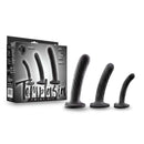 Temptasia Twist Kit in Black, featuring three uniquely designed dildos with stimulating twist design from Blush Novelties.