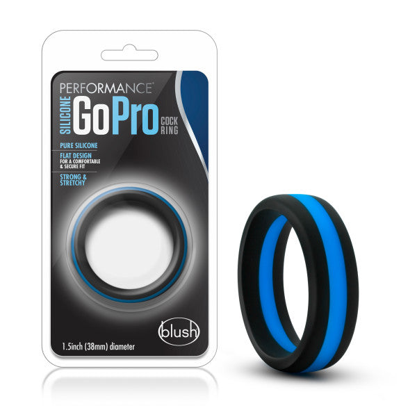 Blush Novelties Performance Silicone Go Pro Cock Ring Black/Blue at $11.99