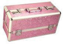 Large pink lockable vibrator case with keyless locking system for secure storage of personal items. Dimensions: 15"x8"x7".