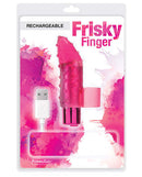Finger Massager Rechargeable Frisky Pink packaging showcasing a vibrant pink design and USB charging feature.