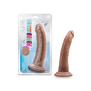Blush Novelties Au Naturel Jack 7-Inch Dildo with realistic Sensa Feel layers and Flexi Shaft technology in packaging and standalone.