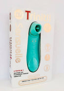 NU Sensuelle Trinitii 3-in-1 Flickering Tongue Vibrator with Suction in packaging in Electric Blue