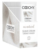 Coochy Rash-Free Shave Cream Au Natural Fragrance 15 ml 24 pc Display for smooth shaving and reduced irritation.