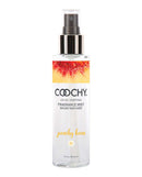 Coochy Body Mist Peachy Keen 4 fluid ounces bottle, sweet and juicy fragrance blend of peaches and sugar cane.