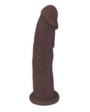 Chocolate brown 6-inch silicone dildo with suction cup base and realistic design.