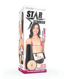 Emily Willis Pussy Stroker packaging showcasing realistic design and features including hands-free smart cover.