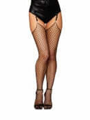 RAW EDGE TOP DIAMOND NET STOCKINGS BLACK O/S-1