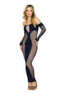 BODYSTOCKING GOWN W/ OPAQUE FRONT & BACK DENIM O/S-1