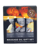 Edible Massage Oil Gift Set Tropical Trio by Earthly Body featuring Pineapple, Mango, and Banana flavors.