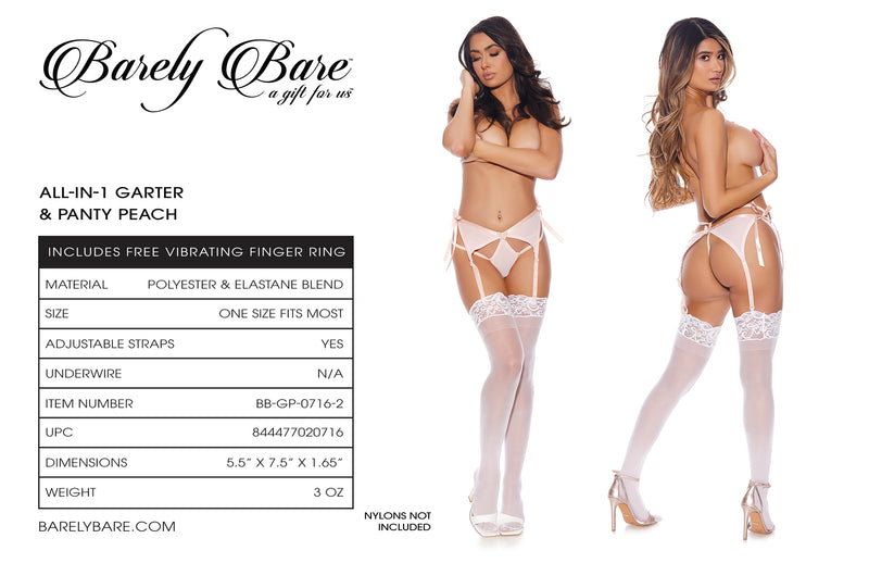 BARELY BARE ALL-IN-ONE GARTER & PANTY PEACH O/S-3