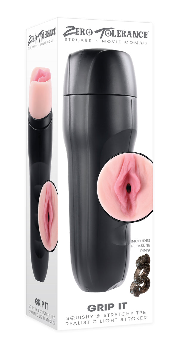 Zero Tolerance Grip It Light Stroker - Realistic Male Masturbator with Vibrating C-Ring