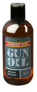 Gun Oil Lubricant 8 Oz bottle, premium silicone-based, condom safe for maximum performance and long-lasting satisfaction.