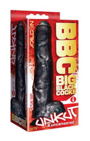 Falcon Big Black Cock Unkut Dildo Icon Brands in packaging showcasing its lifelike design and 13.75-inch size.