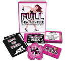 "Full Disclosure adult truth or dare game set, including cards and spinner, for playful and intimate moments with your partner."
