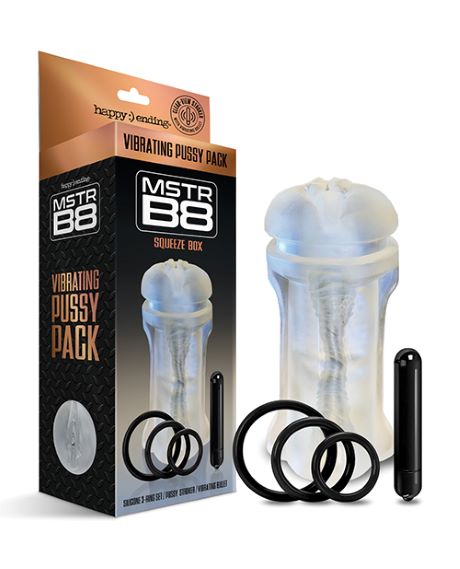 Global Novelties Happy Endings MSTR B8 Vibrating Pussy Pack Squeeze Box 5 Piece Kit at $23.99