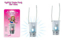 Light Up Pecker Party Shot Glass with attached cord for bachelorette party fun and playful drinking experience.