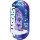 Stardust Alien Cock 7-inch bendable textured dildo in packaging, featuring a purple cosmic design and raised bumps for enhanced pleasure