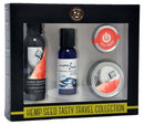 Earthly Body Tasty Travel Collection Watermelon Sensual Kit showcases massage oils and moisturizers for intimate pleasure.