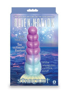 Alien Nation Stardust dildo in packaging with glittery unicorn horn design and text "The Ultimate Fantasy" and "With Sparkling Glitter Dust".