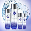ID Free Water-Based Personal Lubricant 8.5oz bottles with water splash background, glycerin and paraben-free formula for all skin types