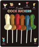 Colorful Cocktail Cock Suckers in six fun flavors: Pina Colada, Moscow Mule, Cosmopolitan, Mimosa, Blue Hawaiian, Mojito.