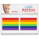 Rainbow Pride edible pasties in mixed berry flavor, perfect for LGBTQ+ celebrations and adult parties.