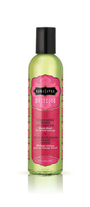 Kama Sutra Naturals Strawberry Massage Oil 8 fl oz bottle with natural ingredients for soft skin and enhanced sensory experience