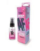 Deep AF Strawberry Throat Numbing Spray bottle and box, 1 fl oz, for gag reflex relief and oral comfort.