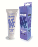 Numb AF Blue Raspberry flavored anal desensitizing gel and packaging, 1.5 oz, designed for comfortable anal play.