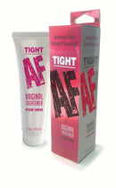 Tight AF Vaginal Tightener Cream For Her 1.5 Oz packaging and tube showcasing enhanced intimacy.
