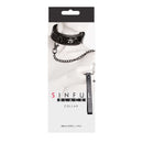Sinful Black Collar packaging by NS Novelties, featuring a sleek black BDSM collar with chain, nickel-free and soft neoprene lining.