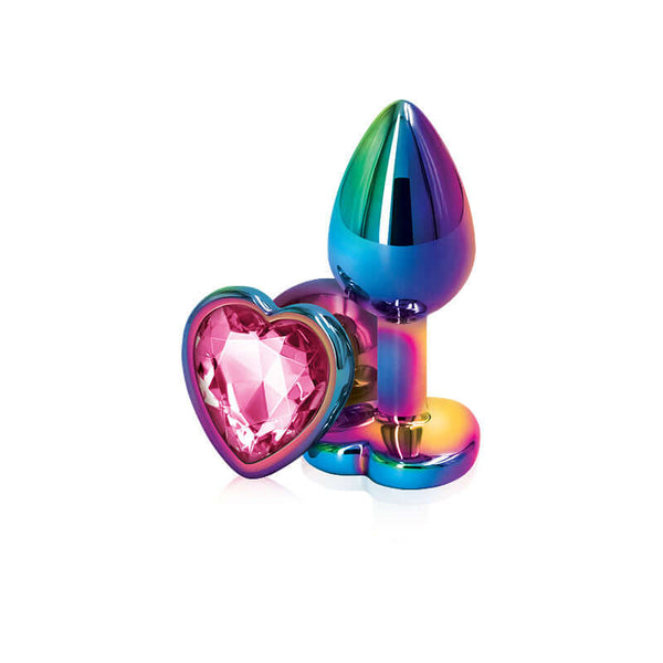 NS Novelties Rear Assets Multicolor Heart Small Pink Butt Plug at $9.99