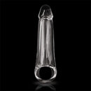 Renegade Fantasy Extension Large Clear, enhancing girth and length for thrilling sensations. Body-safe TPE material.