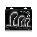 NS Novelties Renegade P-Spot Kit packaging showing three black silicone anal plugs designed for prostate pleasure.
