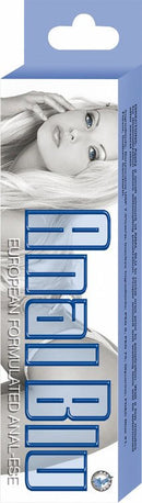 Anal Blu Desensitizing Lubricant packaging with sleek design and blue accents for comfortable anal play.