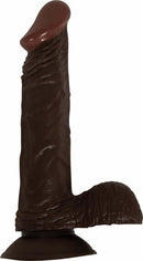 Afro American Whopper with Balls Vibrating 8-Inch Brown Dong with suction cup base