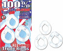 Clear silicone cock rings set for erection support and enhancement in three sizes from All American Triple Rings by Nasstoys.