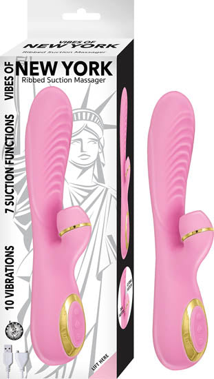 Nasstoys Vibes of New York Ribbed Suction Massager Pink Vibrator at $64.99