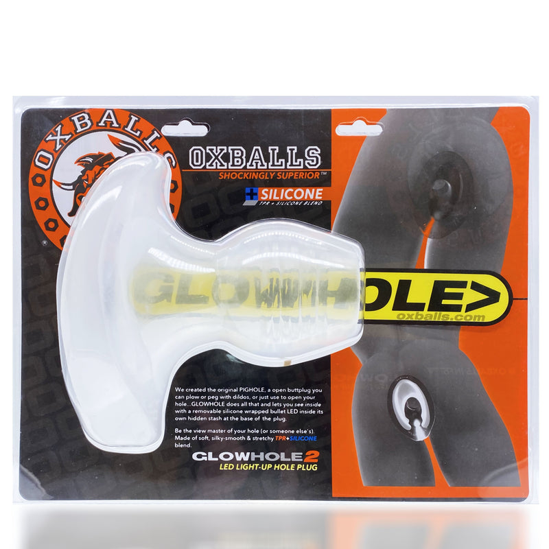 OXBALLS Glowhole 2 Butt Plug with LED Insert Large Clear Frost from Oxballs at $89.99