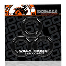 Oxballs Willy Rings 3-Pack Cock Rings in Black - Super Stretch and Long-Lasting Pleasure