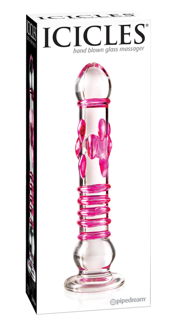 Pipedream Products Icicles # 6 Hand Blown Glass Dildo Pink at $48.99