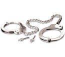 High-quality steel leg cuffs with chain and keys for bondage play – Fetish Fantasy Series.