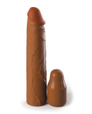 Fantasy X-Tensions Elite 8-Inch Sleeve with 2-Inch Plug in medium tan, ultimate performance enhancement from Pipedream Products
