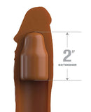 Fantasy X-Tensions Elite 8-Inch Sleeve with 2-Inch Plug in medium tan skin tone by Pipedream Products, made from Elite Silicone.