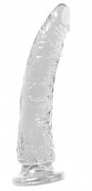 Basix Rubber Works Slim 7" Clear Dong with suction cup base for versatile intimate experiences.