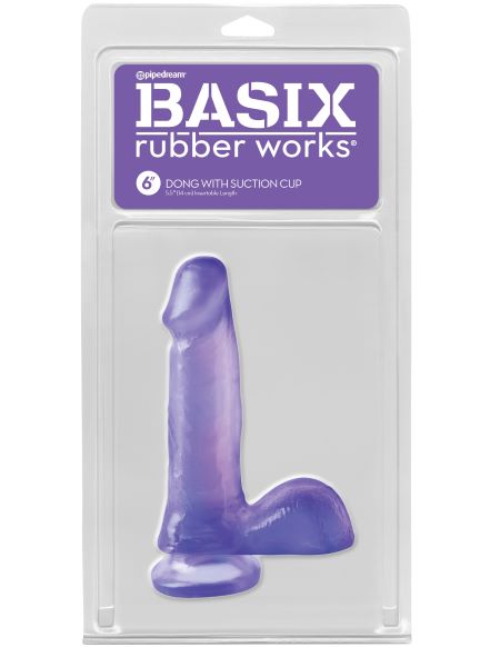 BASIX RUBBER WORKS 6IN DONG W/SUCTION CUP PURPLE-1